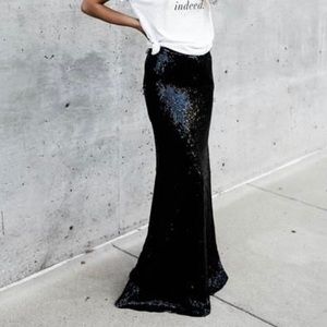 Black Sequin Maxi Skirt